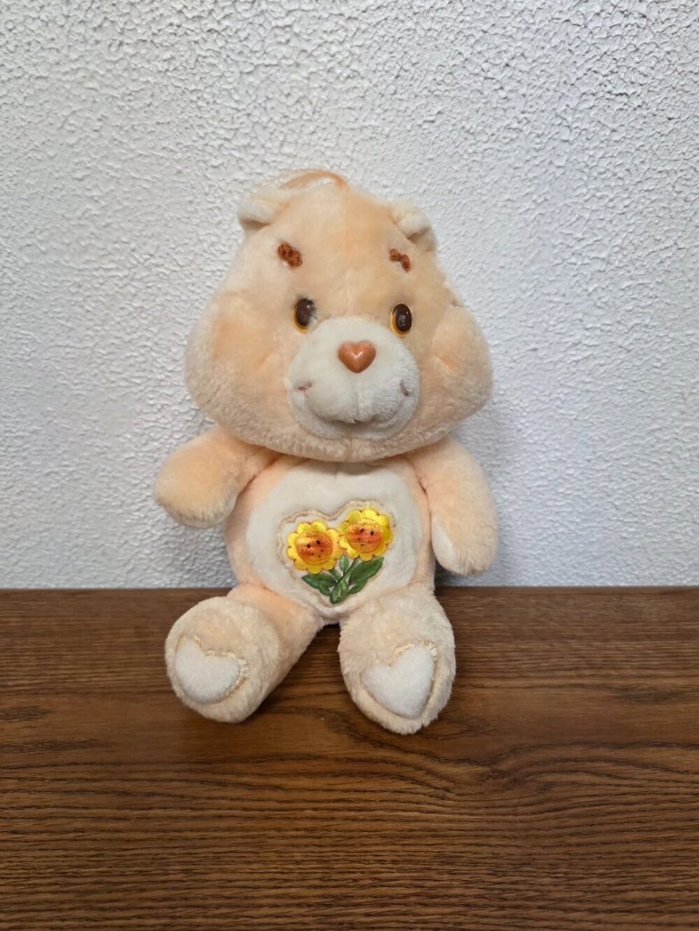 Vintage 1983 Kenner Friend Care Bear with Two Sunflowers 12" Stuffed Animal